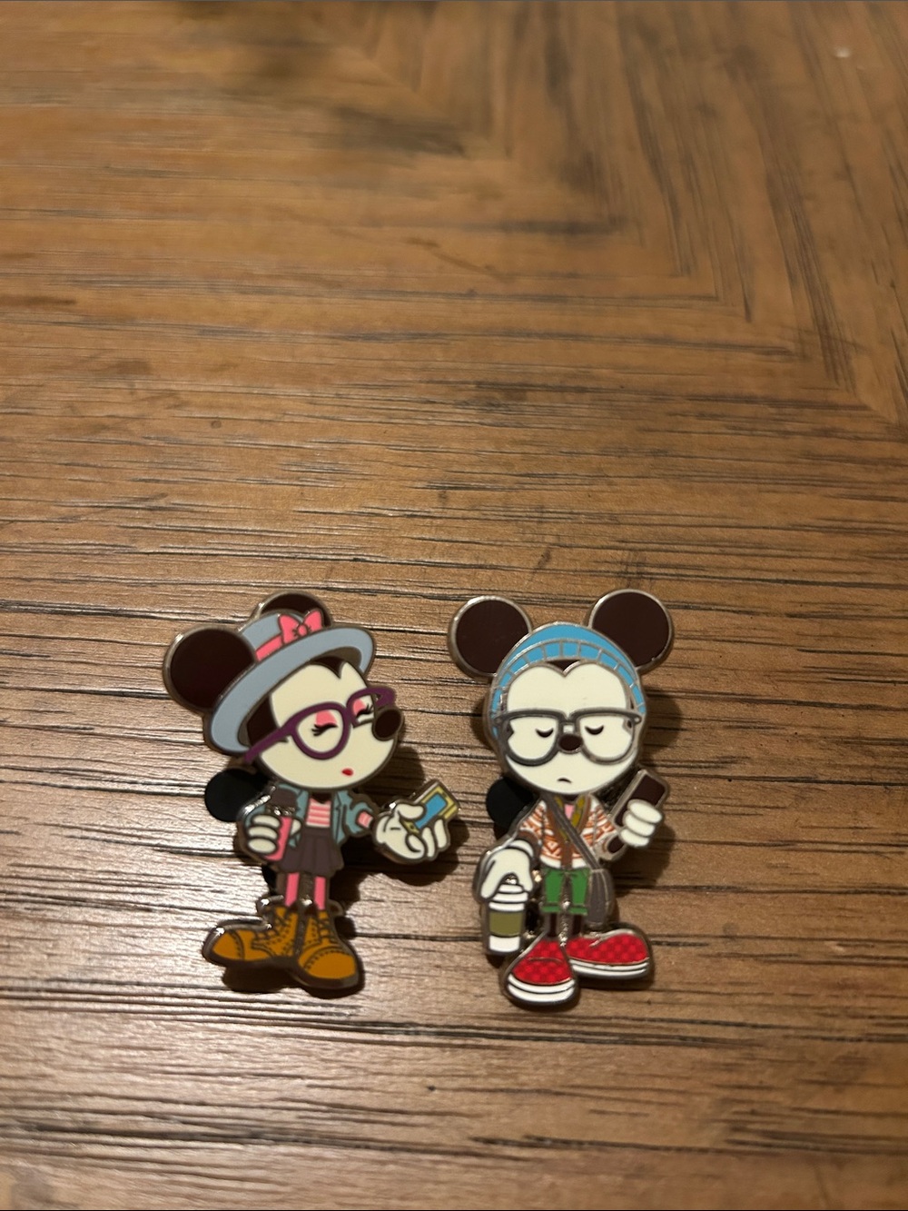 Disney Mickey and Minnie Mouse Hipster Pin Set